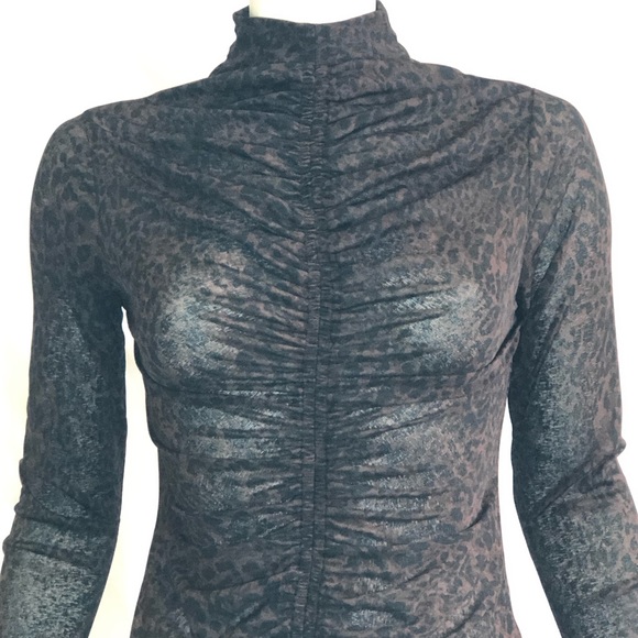 Dynamite woman’s rouched sheer leopard top size medium - Picture 2 of 14